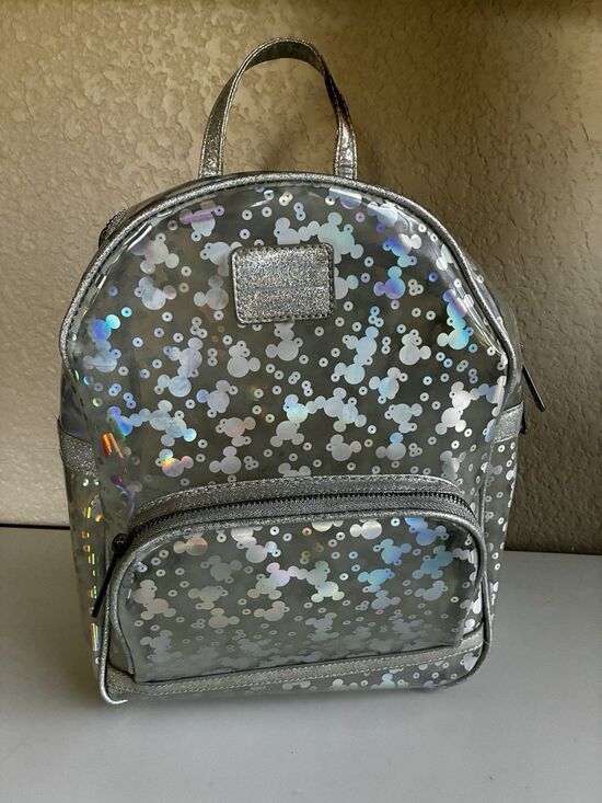 Loungefly Handbags - Disney Mickey Mouse confetti Loungefly Clear Bag holographic backpack